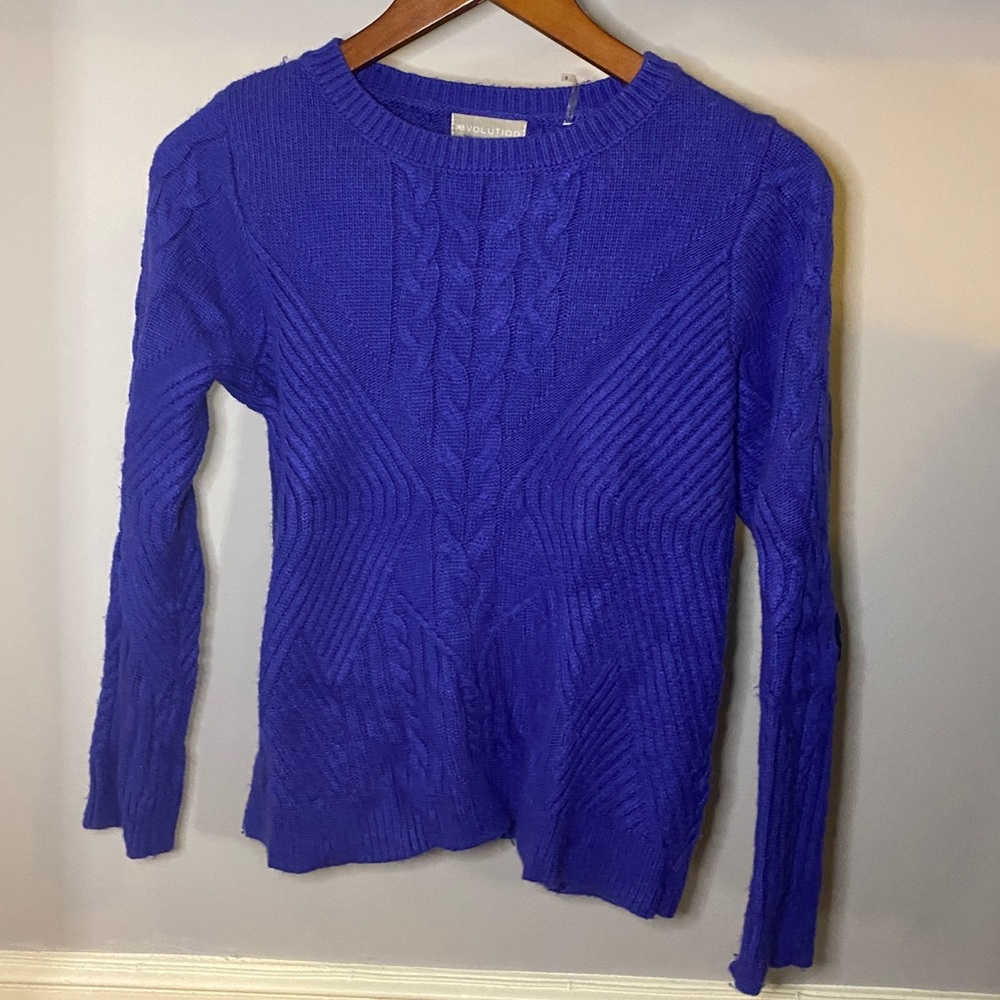 Royal Blue Cableknit Sweater Size Medium